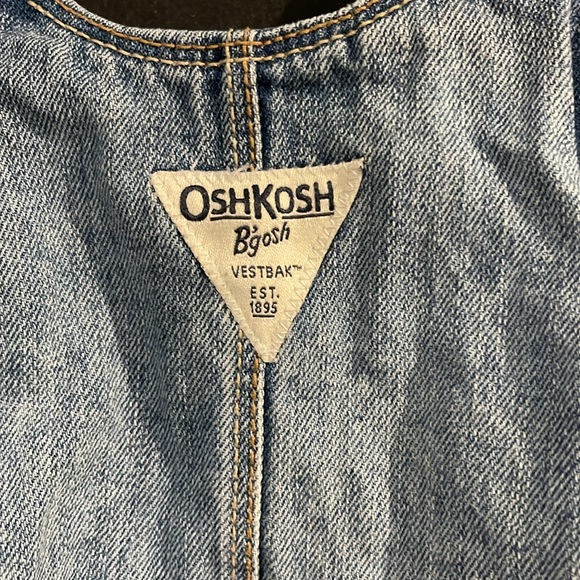 Oshkosh b’gosh toddlers 5t denim and lace overalls jumper dress like new - Picture 7 of 12